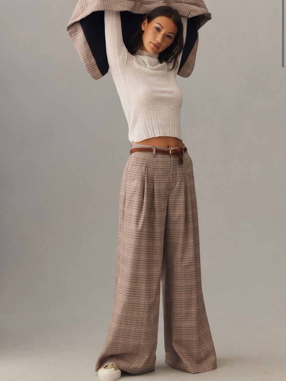 Maeve Avery Pleated Wide-Leg Trouser: Plaid Edition